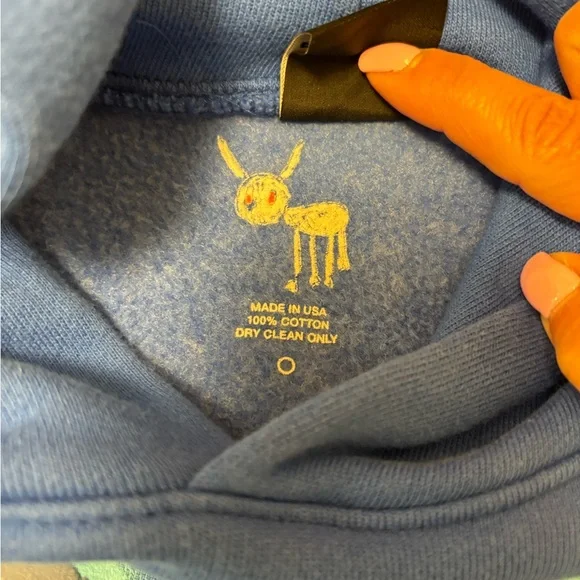 Official Drake Blue Hoodie with Graphic Art from Concert - Picture 3 of 6